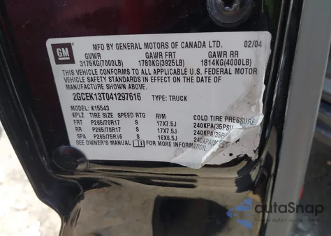 2004 Chevrolet Silverado 1500 Z71 из США, поврежденный, VIN 2GCEK13T041297616